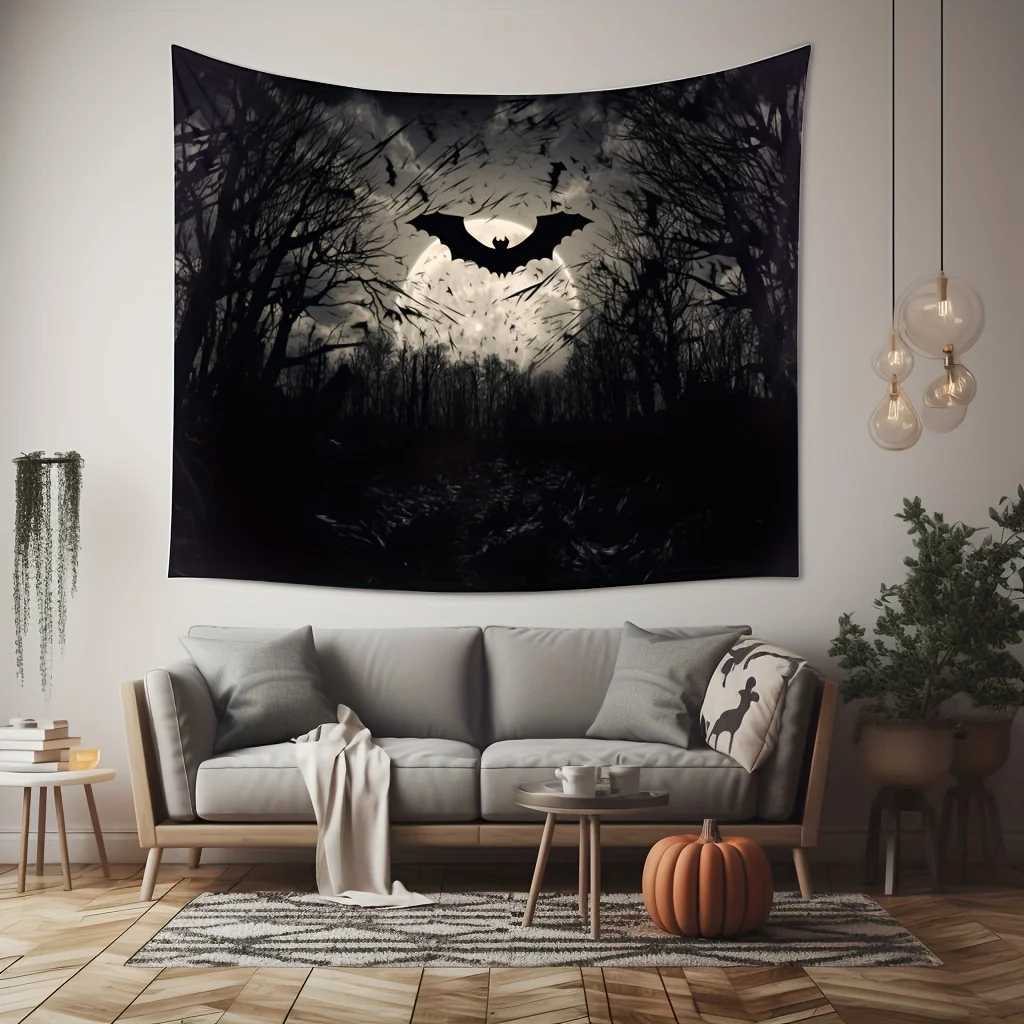 VIKAMA Halloween Tapestry Dark-Themed Bat Wall Hanging Living Room Bedroom Decor Tapestry Home DecorM251125