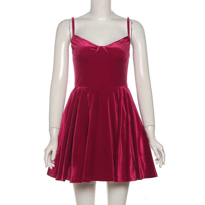 Dongdumaoyi Townlike Waist Wrap A Line Velvet Dress Women Spaghetti Strap Miini Summer Strapless Nightclub Sexy Party Dresses