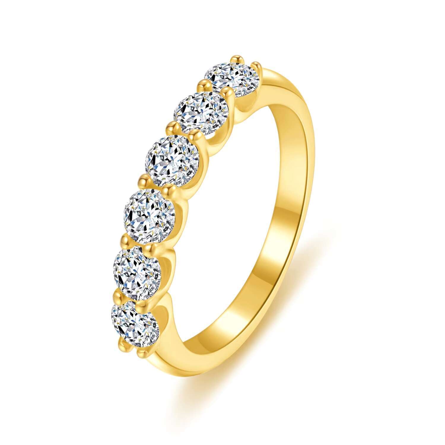 Classic Diamond Moissanite Wedding Ring Vvs1 d Color Round Shape 14 18k Gold Plating S925 Silver for Women Luxury Jewelry