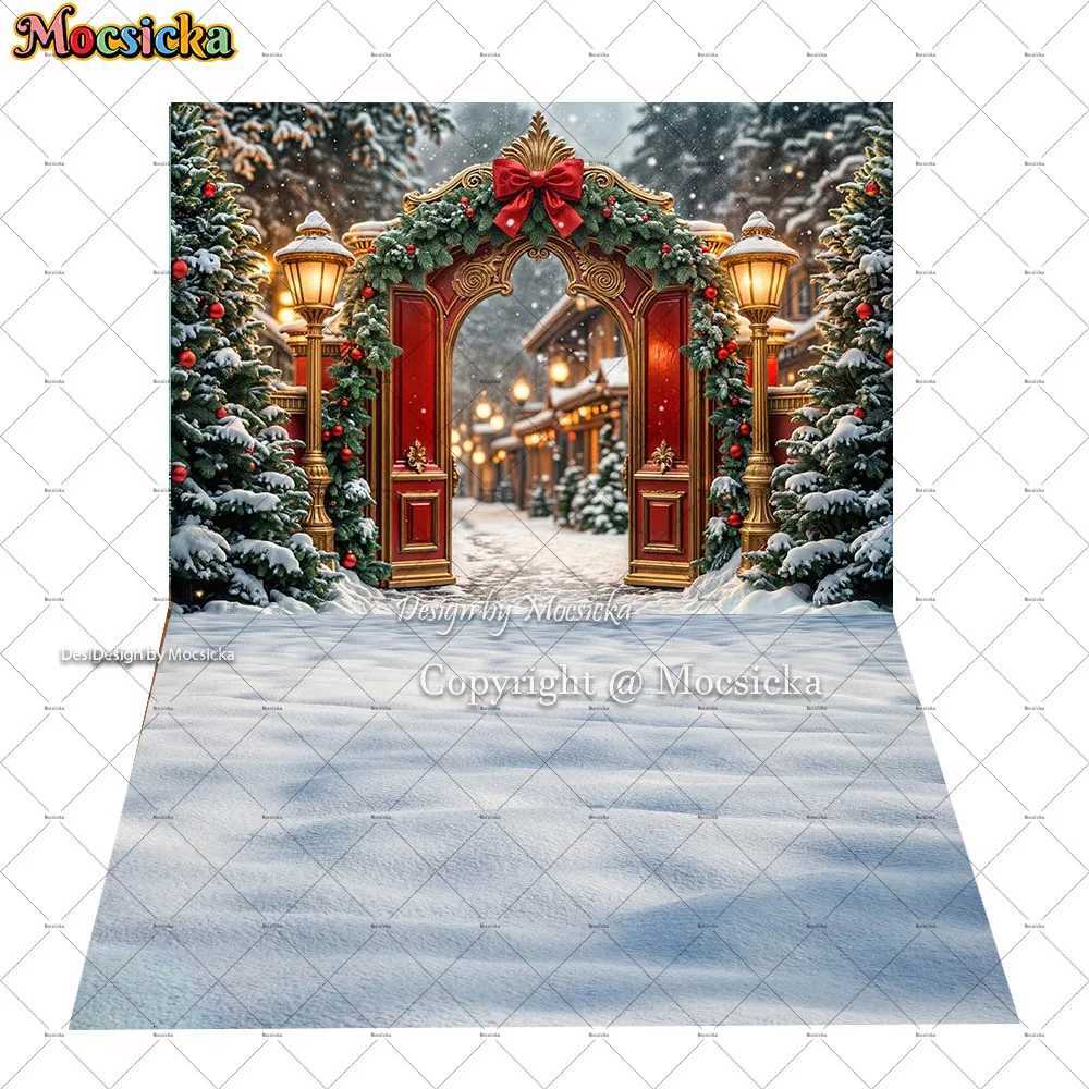 Mocsicka Christmas Santas Regal Workshop Background Photography Xmas Wonderland Archway Snowy Landscape Backdrop Winter StudioM251125
