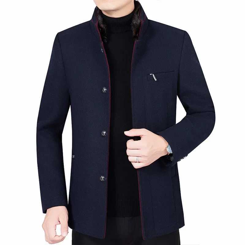 New Winter Men Stand Collar Cashmere Trench Coats Business Casual Woollen Blends Quality Male Long Jackets Overcoats Size 4XLT251125