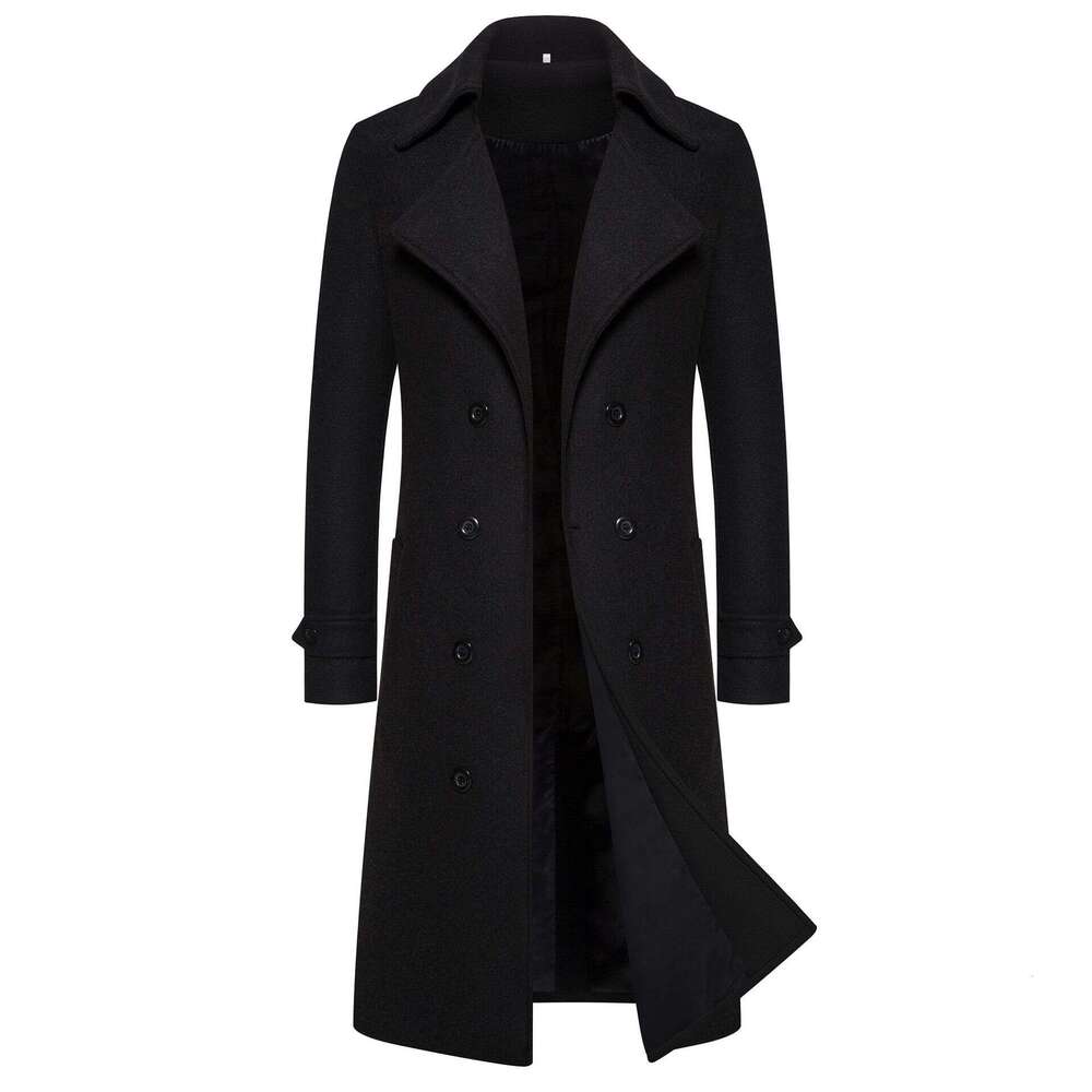 M-4XL autumn and winter long double breasted windbreaker slim fit woolen coat men's 2025 new casual fashion trend clothing