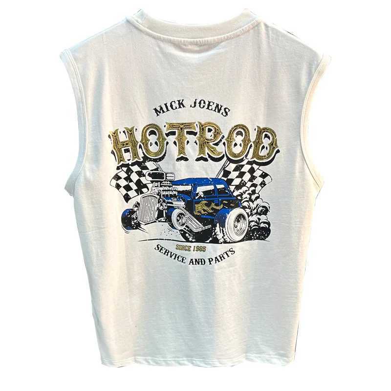 Summer 2025 New Sports Fitness Loose Sleeveless Tank Top Mens Sweatshirt Absorption Trend Printed T-shirt W250425