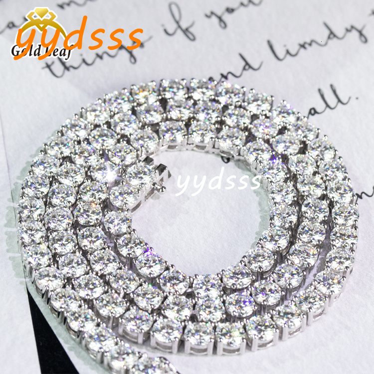 Trendy Hiphop Tennis Chain Bracelet 925 Silver Gold Plated 3/4/5mm 5A+ Moissanite Cubic Moissanite White Gold Tennis Link Diamond