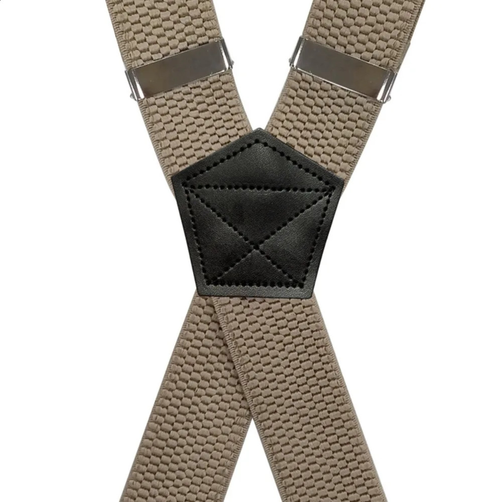 Heavy Duty Suspenders for Men Work Outdoor 3.8cm X-Back with 4 Strong Clips Adjustable Elastic Trouser Braces Strap Belts Navy 250425