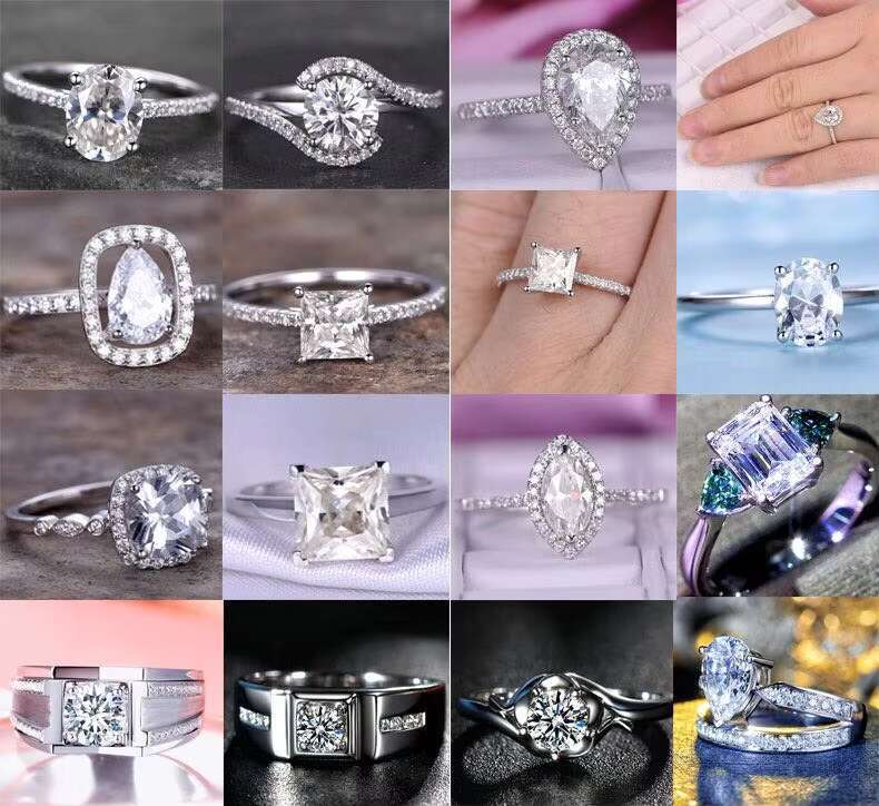 Simple Designs 7.5mm 1.5ct Round DEF Color Moissanite Solitaire Ring in 18k White Gold for Wedding or Engagement
