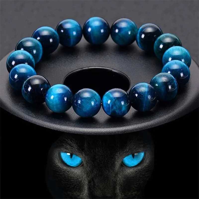 1Pc 6/8/10mm Minimalist Blue Tiger Eye Stone Beaded Bracelet Natural Stone Round Beads Bracelet For Daily Decoration J251125