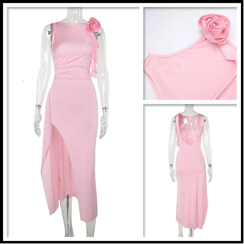Dongdumaoyi Townlike Appliques Slim Bodycon Dress Women Elegant Midi Long Summer High Split Backless Sexy Party Dresses