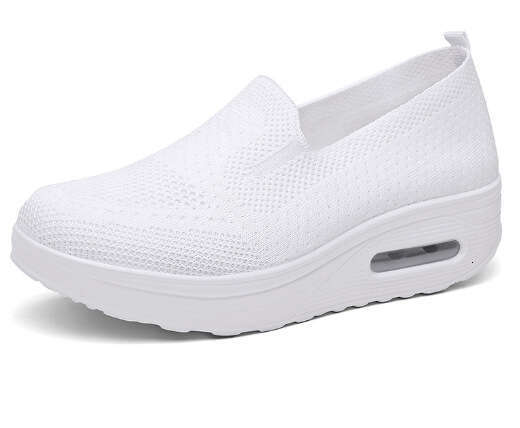 2025 plus size solid color breathable fly woven one foot women's sports shoes, sock mouth casual shoes