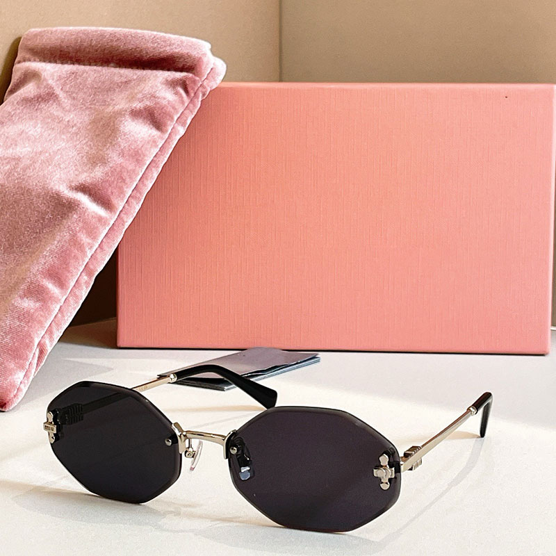 Men women designer sunglasses with fashionable geometric shapes, frameless cat eyes European American personalized multilateral sunglasses MU164 UV protection