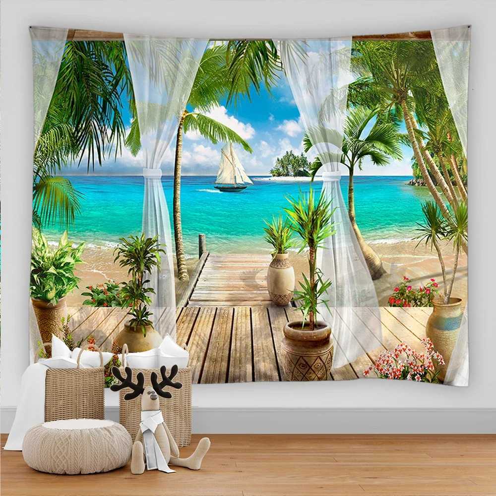 Rural landscape Arched Flower Printed Large Wall Tapestry Hippie Wall Hanging Bohemian Wall Tapestries Mandala Wall Art DecorM251125