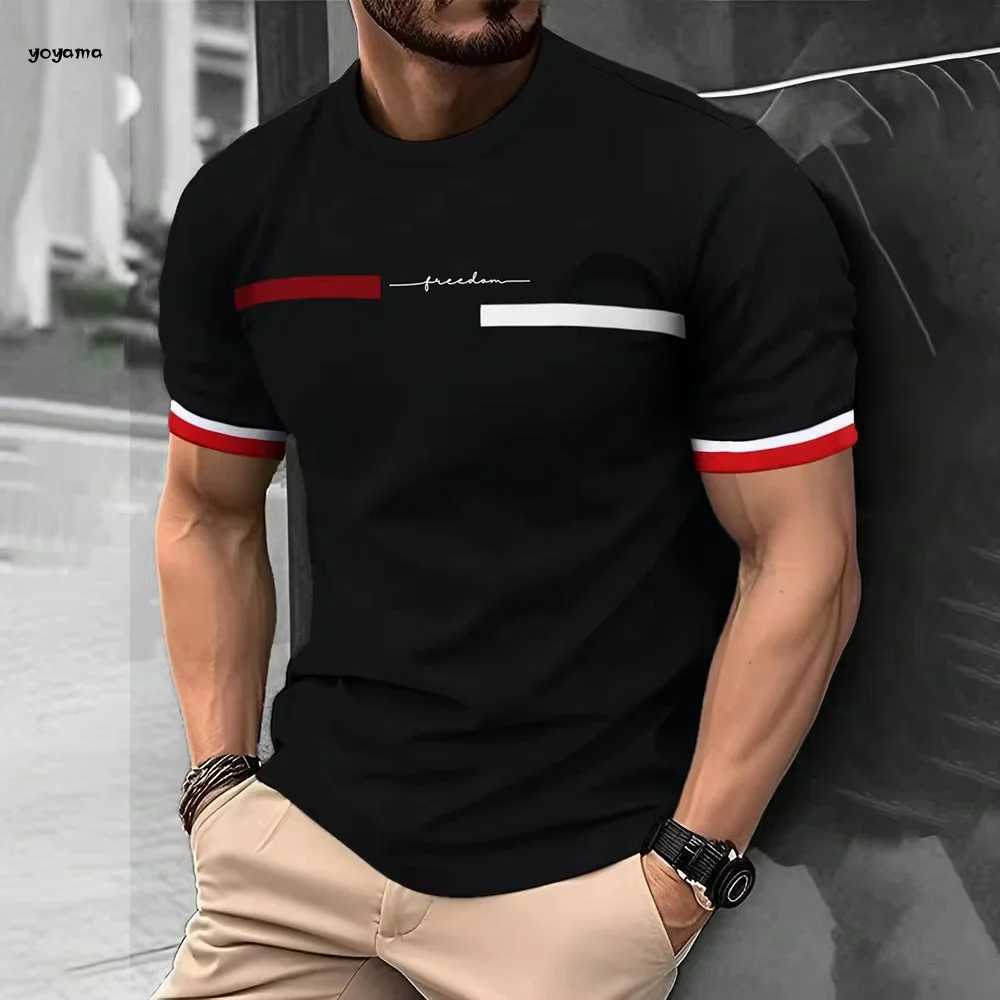 Fashionable mens T-shirt simple printed short sleeved T-shirt oversized sports round neck top summer mens casual clothing W250425
