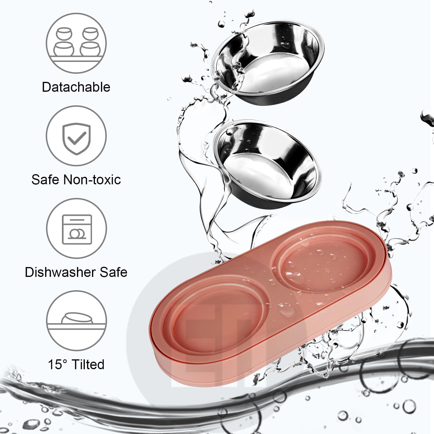 Elevated stainless steel with bracket, inclined anti-vomiting, cat food and water bowl set Free shipping