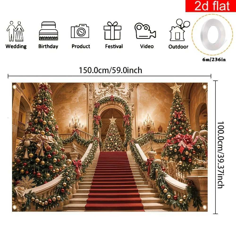 Christmas Red Carpet Tree Tapestry Festive Holiday Wall Art for Entryway Decor and Winter Party BackgroundM251125