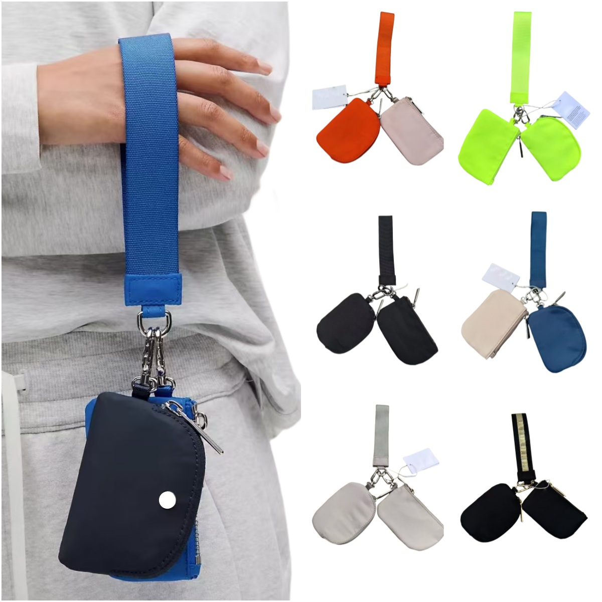 5A Yoga wristlet clutch bag keychain wallet yoga bag gym bag mini Designer purse with detachable zipper wrap around wrist guard lululys lemonlys wallet portable