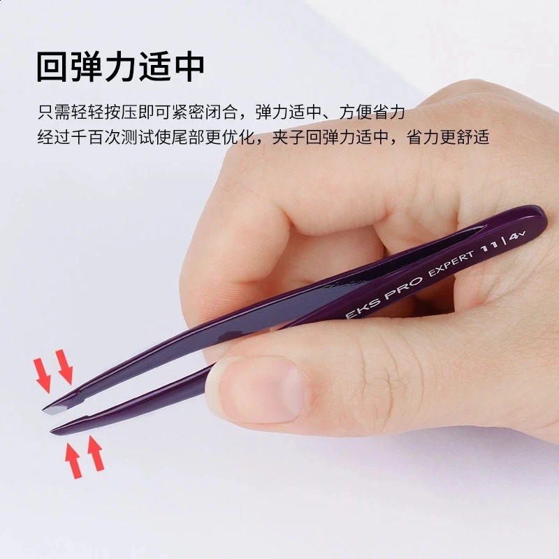 STALEKS TE-11-4 Eyebrow Tweezers Stainless Steel Oblique Mouth Beard Clips Hair Removal Pincer Eyelash Extension Makeup Tools 250422