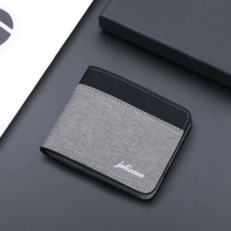 Canvas Men Black/Blue/Gray Wallet Male Money Id/Photo/Bank Holder Short Purse Credit Card Case Bag