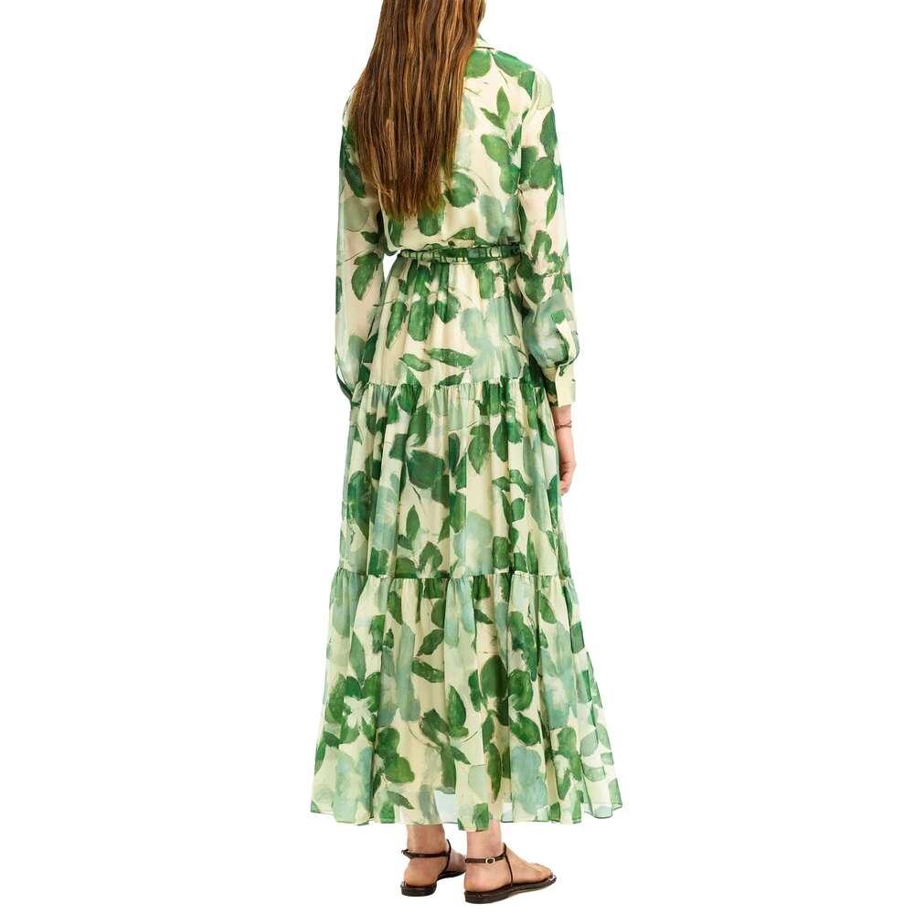 CHCH 2025 Dresses New Belted Chiffon Print V-Neck Chic Slim Long Fashion Elegant Holiday Street Women's Dress