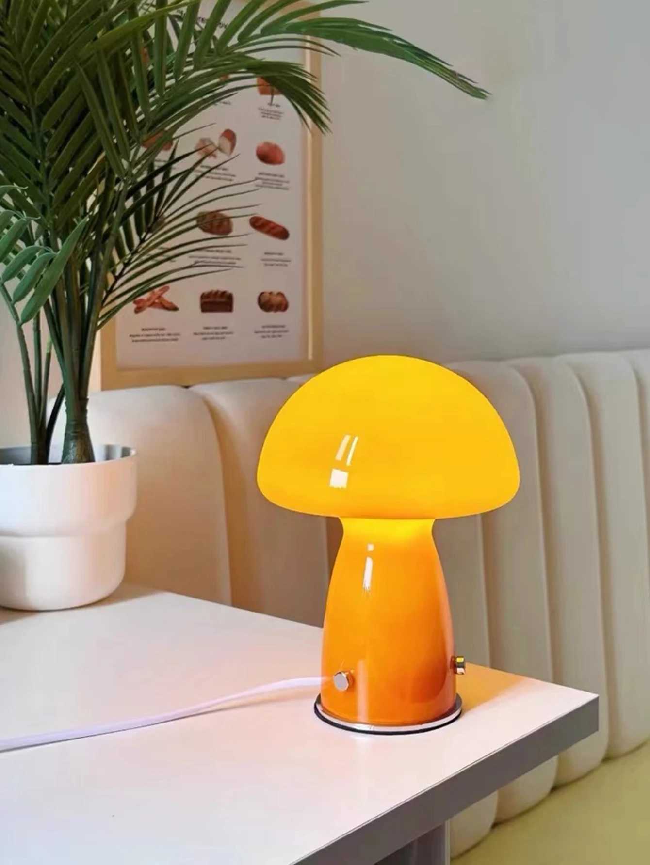 Nordic Orange/White Mushroom Lamp USB Table Lamp for desk bedroom bedside Coffee shop Mood light Room decoration itemsM251125