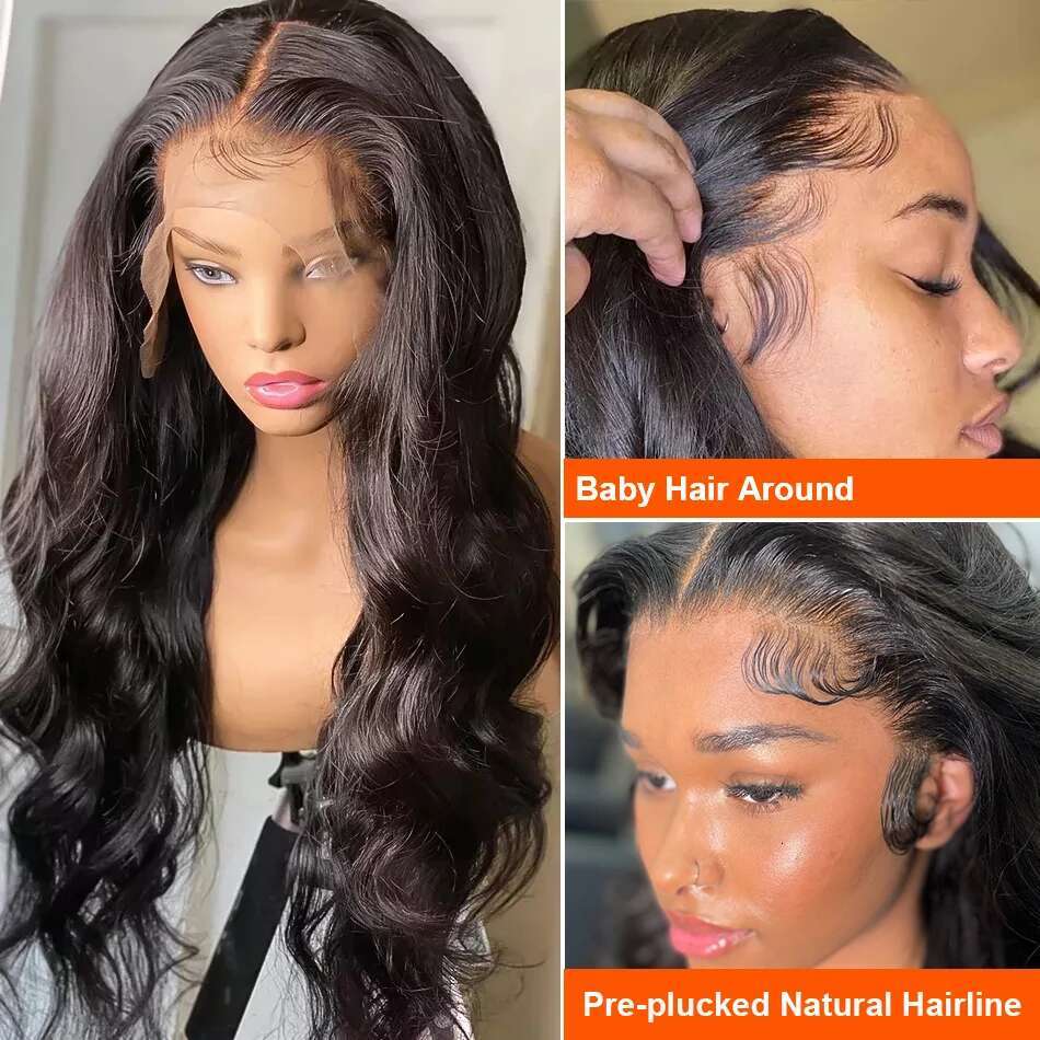 Rebecca Front 180D Transparent Frontal Human Hair Wigs T Part Brazilian Body Wave Lace Wig