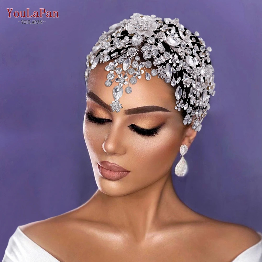 YouLaPan HP456 Trendy Bridal Headband Wedding Hair Accessories Alloy Flower Forehead Wedding Crown for Pageant Brides Headdress 250420