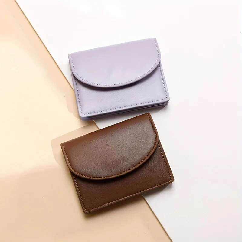 New Women's Short Zero Solid Color Card Bag Compact And Simple Small Wallet