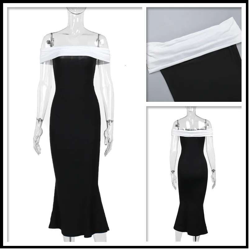 Dongdumaoyi Townlike Elegant Off Shoulder Midi Long Slim Bodycon Dress Women Spring Summer Backless Nightclub Sexy Party Dresses