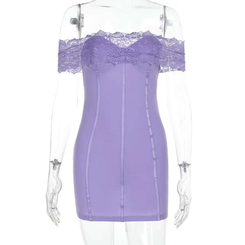 Dongdumaoyi Townlike Slim Bodycon Dress Women Off Shoulder Mini Spring Summer Lace Strapless Nightclub Sexy Party Dresses