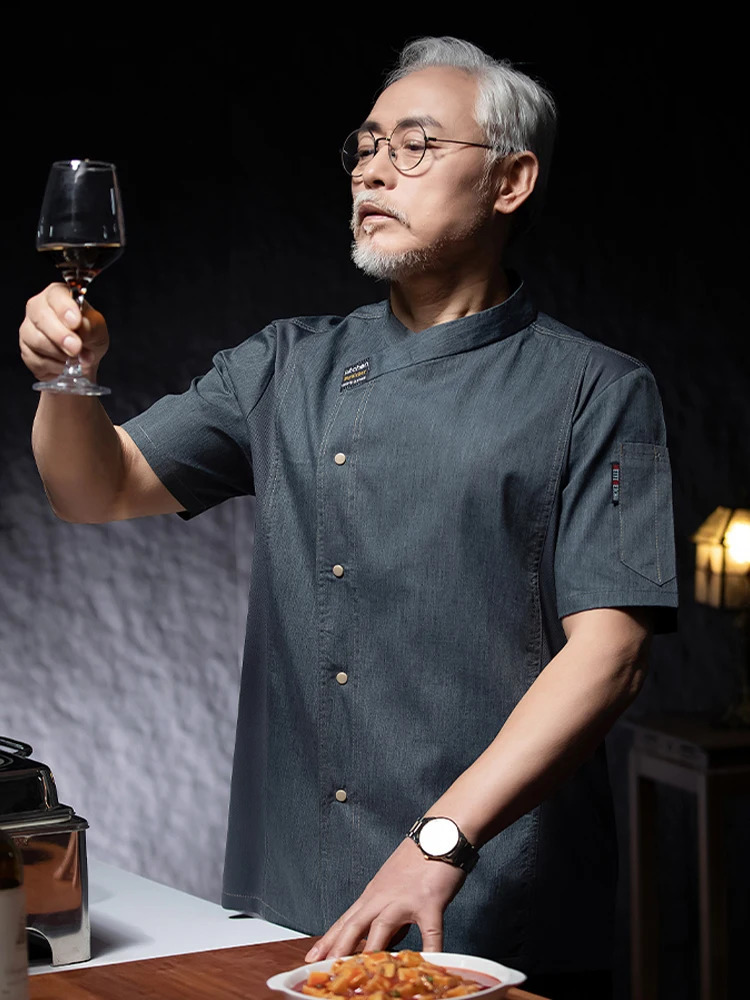Cook el Restaurant Canteen Cake Shop Cafe Shirts Cooking Clothing Food Service Kitchen Work Uniform Adult Grey Chef Jacket Coat 250418