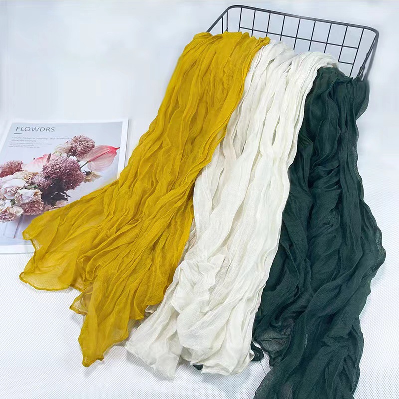 K517 Scarf wholesale gift winter solid color Bali yarn new style pleated neck scarf wrinkled scarf head scarf spot