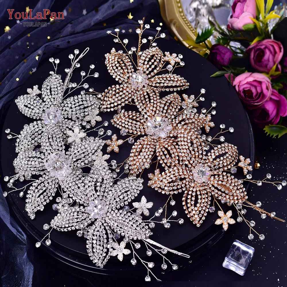 YouLaPan Wedding Headpiece Crystal Flower Bridal Hair Accessories Bride Headwear Pageant Crown Women Hair Ornament Jewelry HP252 250420