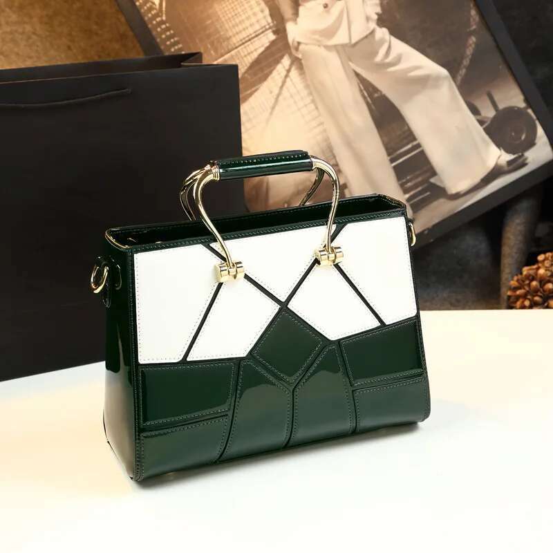 Spring new patent leather geometric dia ing handbag banquet dress one-shoulder cross-body fashion women's bag