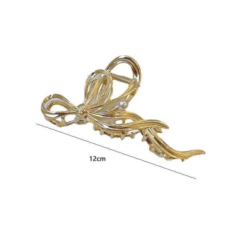 New womens elegant gold and silver hollow geometric metal hair clip retro hair clip with clip fashionable girl hair accessoryT250425
