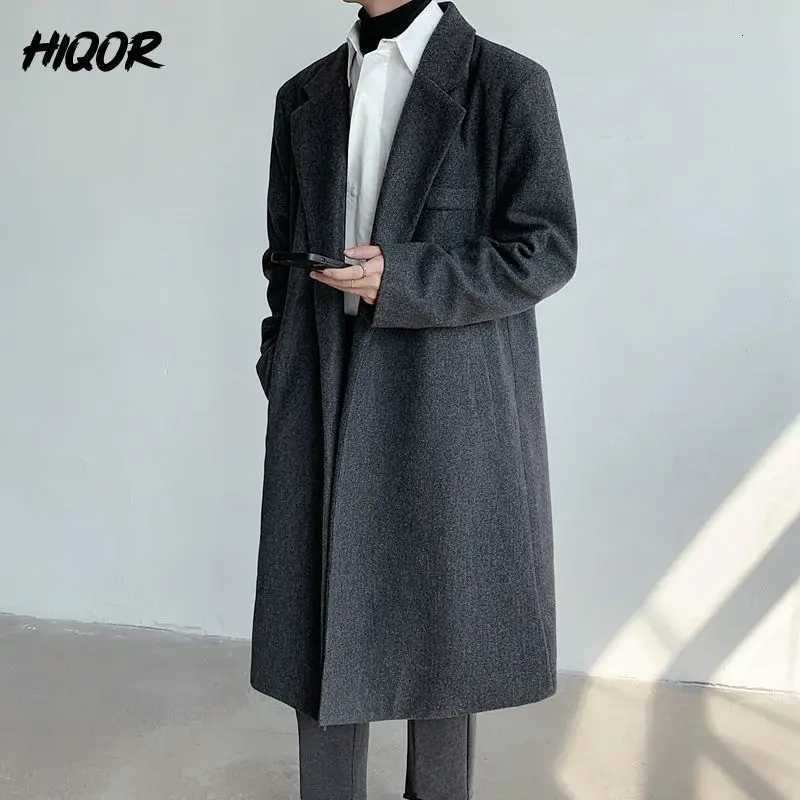 Autumn Winter Loose Fit Casual Jacket for Men Stand Collar Korean Style Mens Long Overcoat Knee-Length Fashionable Woolen CoatsT251125