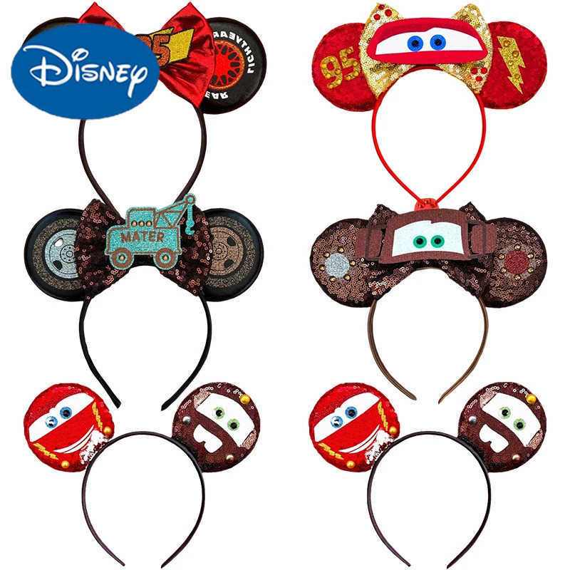 Disney Car Ear Hair Band Baby Pixar 95 Alma Mater Sheriff Hair Accessories Childrens Lightning McQueen Headband Girls Shining Hair X250425
