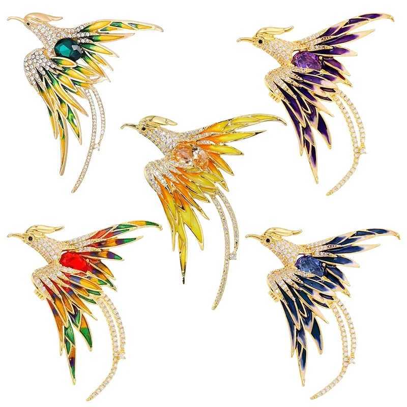 1Pc Exquisite Phoenix Brooch with Shiny Rhinestones Fashion Animal Brooches Pins for Women Jewelry Accessories Party Gifts 2025 J251125