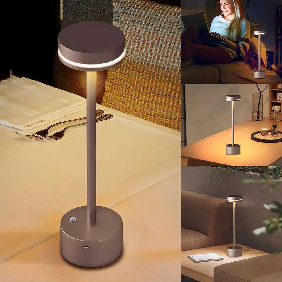 Simple LED Rechargeable Touch Metal Table Lamp Three Colors Bedside Creative Ambient Light Bar Outdoor Decoration Night LightM251125