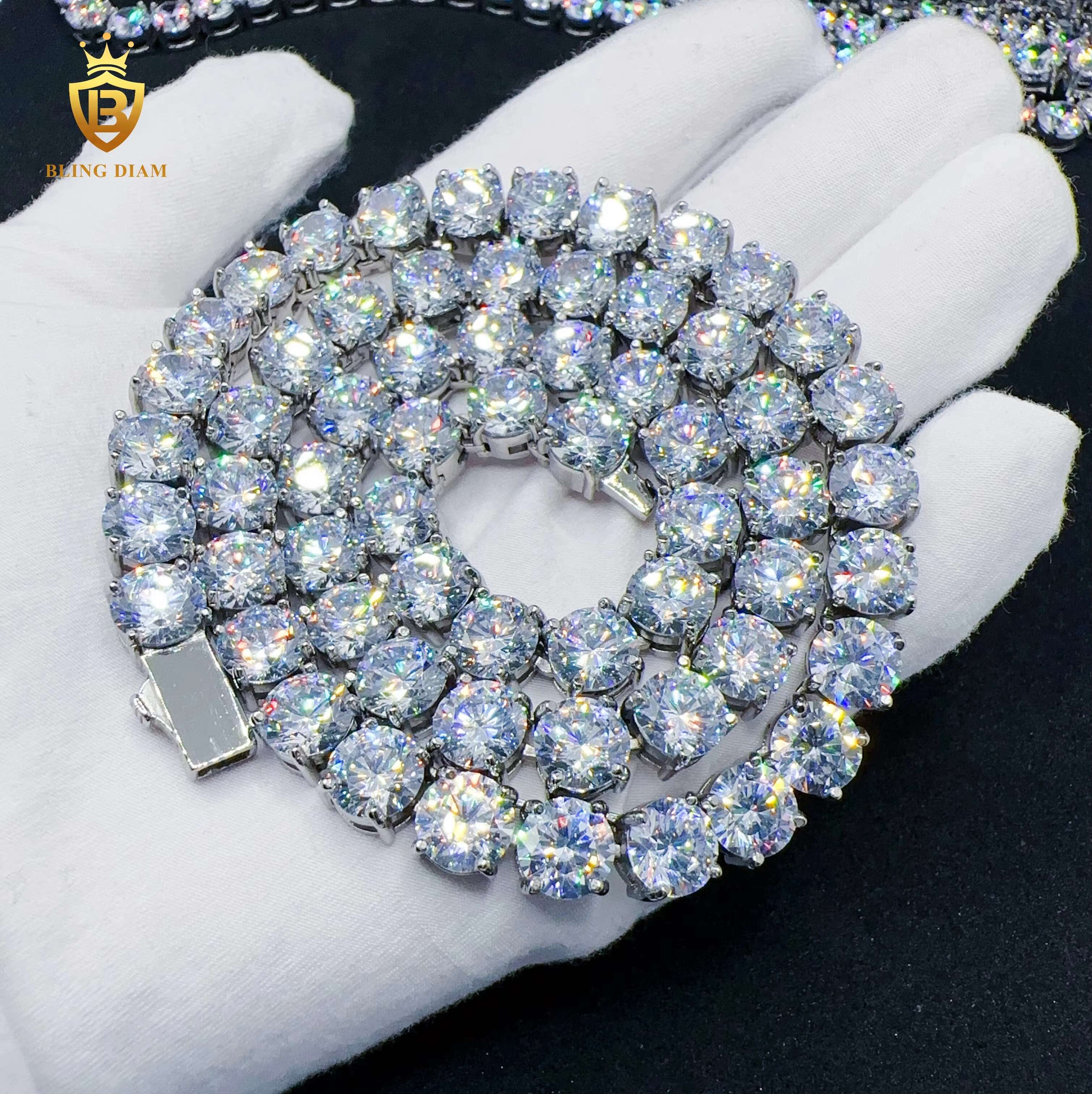 Fashion 5A+ Moissanite Diamond 316L Stainless Steel Necklace 8mm Tennis Chain Hiphop Chains for Men