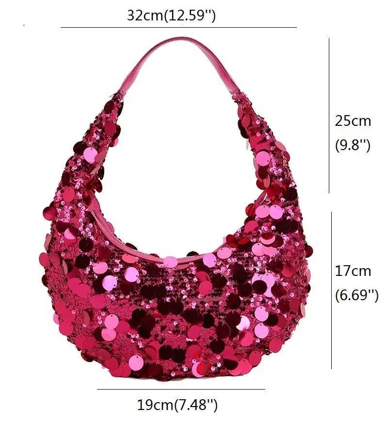 Sparkling sequins womens evening bag luxury designer shoulder bag womens retro lingerie cloud bag W250421