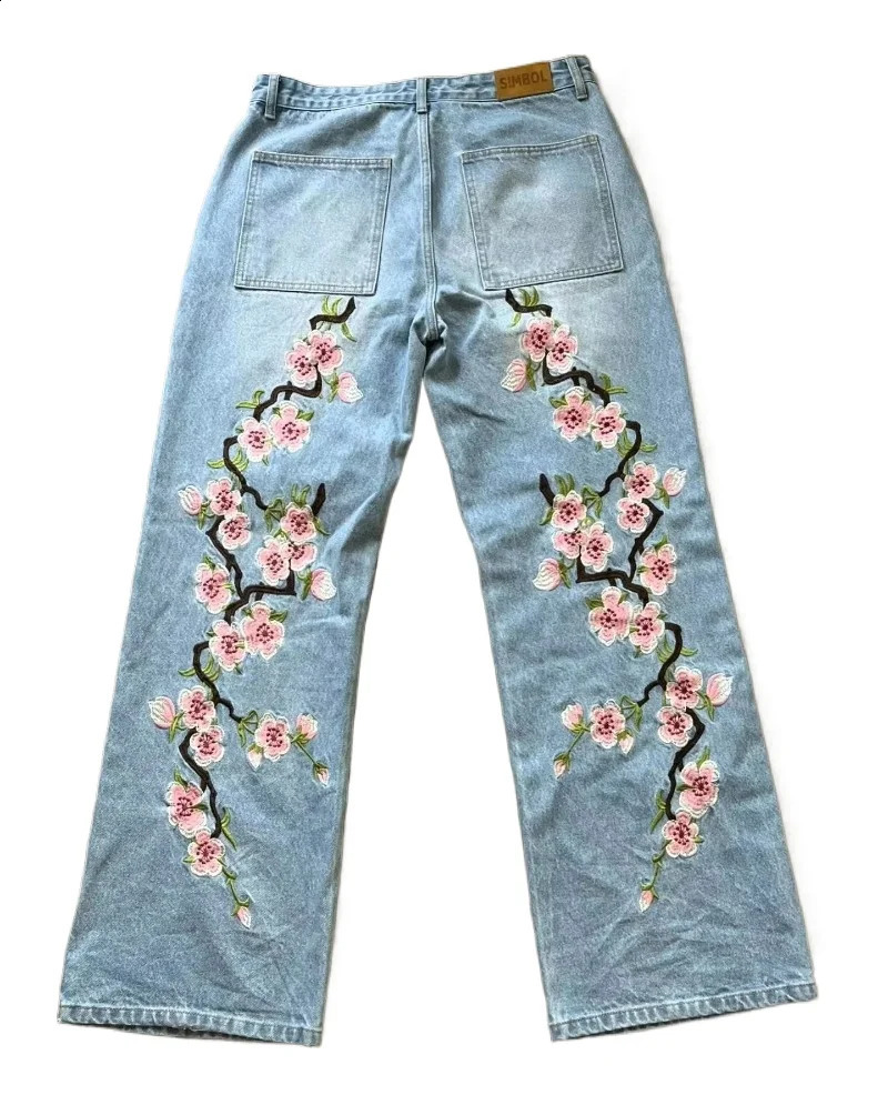 American Y2K Fashion Pattern Embroidered Jeans Street Hip Hop Clown Loose Straight Wide Leg Neutral Casual 250417