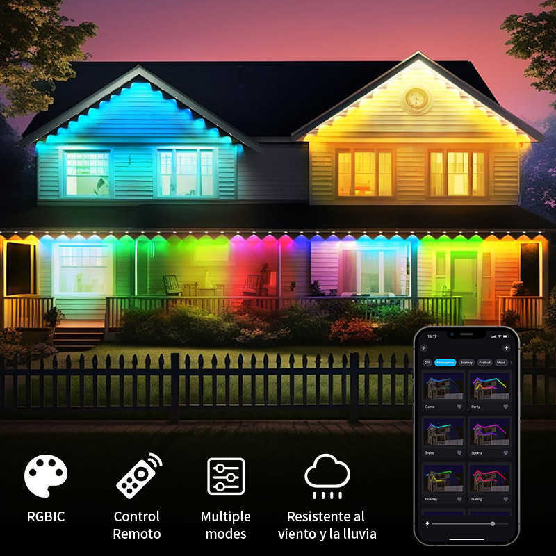 15M 30M 60M Permanent Outdoor Eaves LED Lights Waterproof RGBCCT String Lights APP Bluetooth Full House Christmas Party Lighting zyc241120
