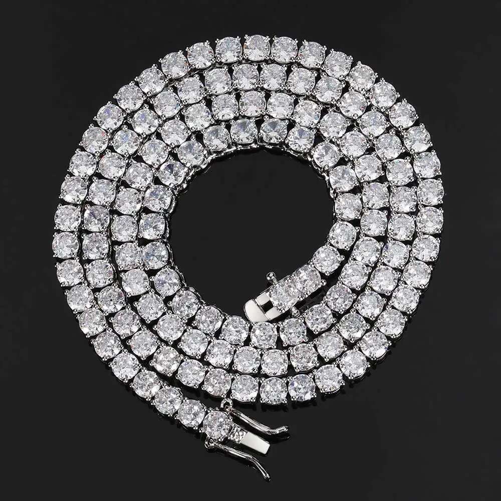Hip Hop Jewelry 1 Row Iced Out Tennis Chain Bling CZ Men Diamond Cubic Zirconia Choker Necklace Women Drop Shipping