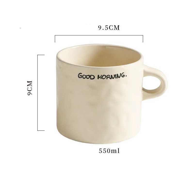 550 ML Ceramic Mug Simple Letter Large Capacity Drinking Water Cup Girl Home Office Coffee Cups Breakfast Mugs Kitchen Drinkware Y251125