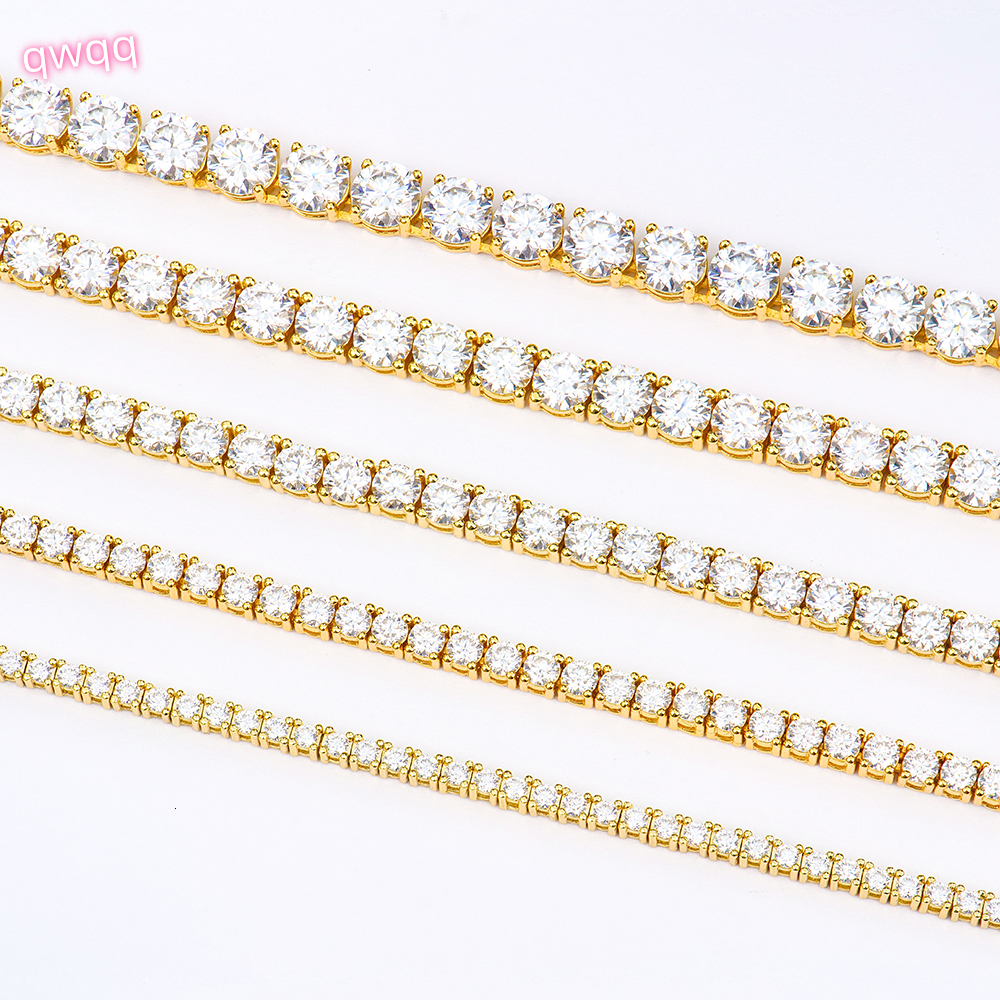 Hiphop Jewelry Wholesale Men Women Ice Gold Plated S925 Sterling Silver Tennis Necklace Vvs Diamond Mossanite Moissanite Chain