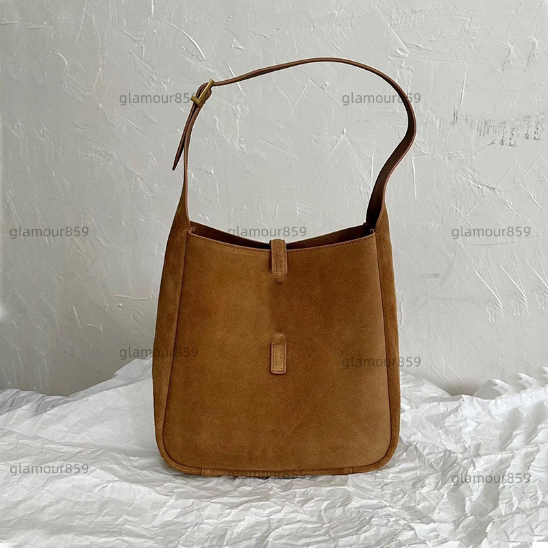 Designer Suede Soft Leather Womens Fashion Shoulder Bag Bucket Totes Mini Brown Handbags with Coin Purses
