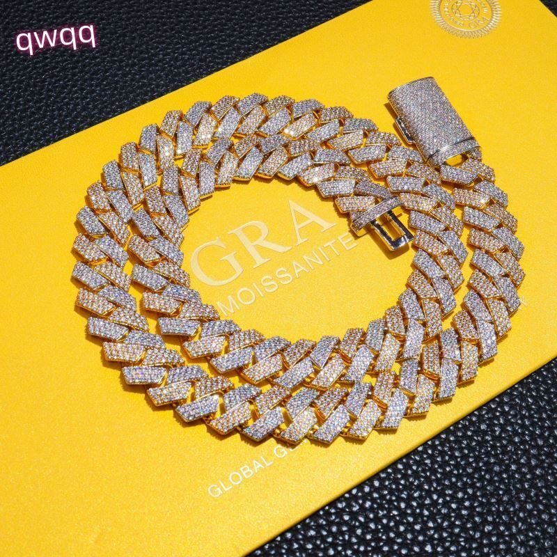 In Stock Drop Shipping Silver 925 Men Rose Gold Solid Heavy Thick 13MM Iced Out Diamond VVS D Color Moissanite Cuban Chain