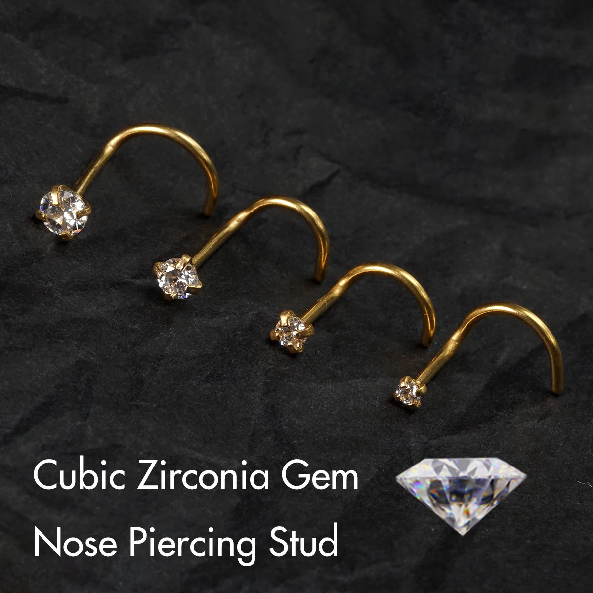5Pcs CZ Gem Nose Piercing Stud Crystal Stainless Steel Nariz Body Jewelry S Shape Nostril Ring for Women Girl 20g 0.8mm 250424