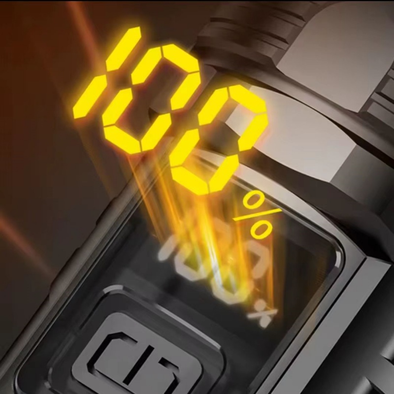 Super Bright 100000 Lumens ABS Plastic Tactical Flashlight LED Numerical Power Display 3000 Lumen Zoomable Waterproof Torch Emergency Light Flash Ligh