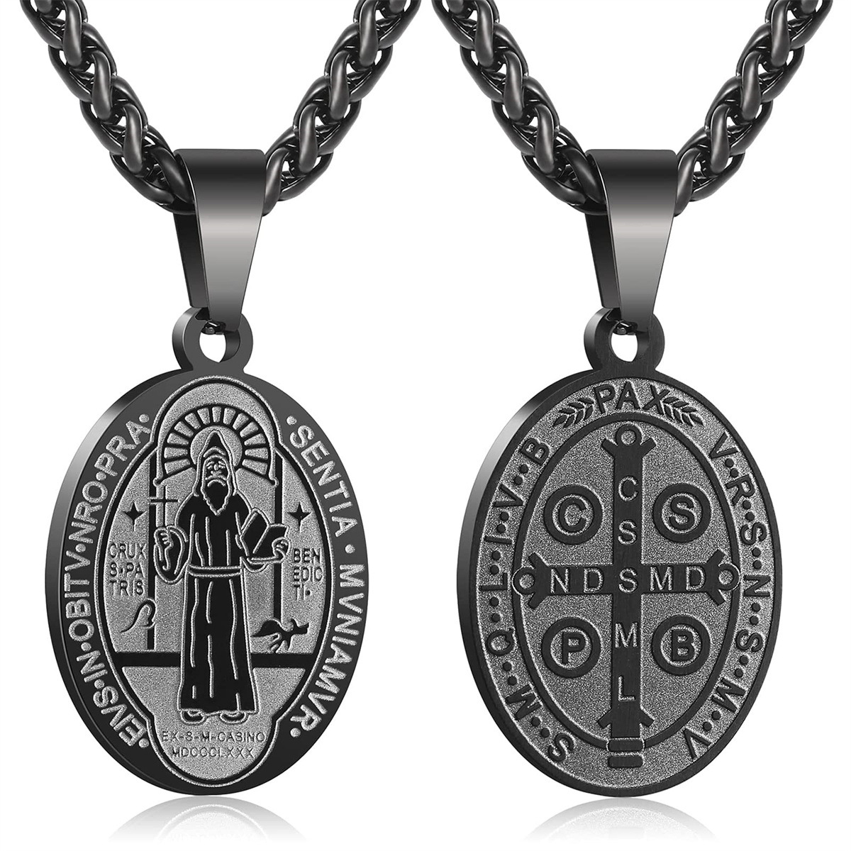 Double-sided Portrait Medal Cross Stainless Steel Pendant Necklace for Men and Women Y2K necklace men moissanite chain designer necklace designer jewe - view 8
