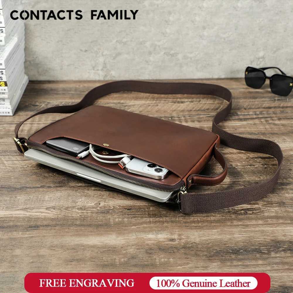 Mens Genuine Leather Laptop Bag For MacBook Pro Air 14 13 Handbag Crossbody Briefcase Bussiness Handbag With Shoulder StrapT251125